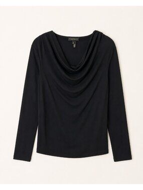Donna Karan New York Black Cowl Neck Long Sleeve Top XL